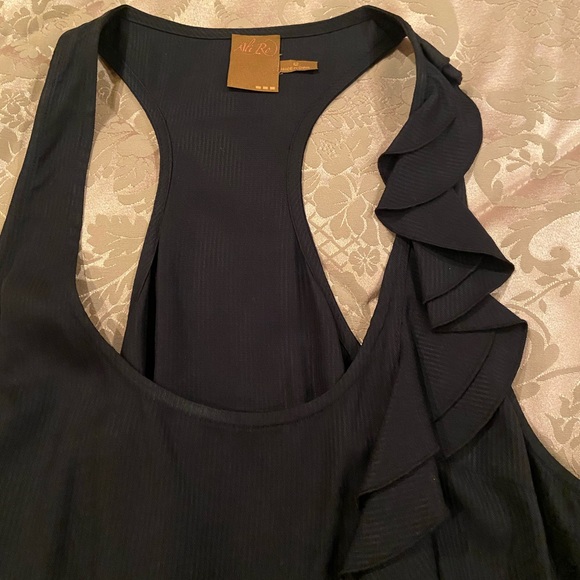 Ali Ro Black Ruffled Silk Sleeveless Tank Top Bouse SZ 12 - Picture 10 of 12